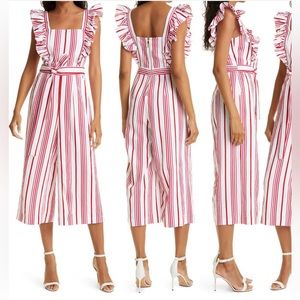 NWT $325 Ted Baker London Ruffle Stripe
Crop Jumpsuit, Ted Size 3 ( US 8 )